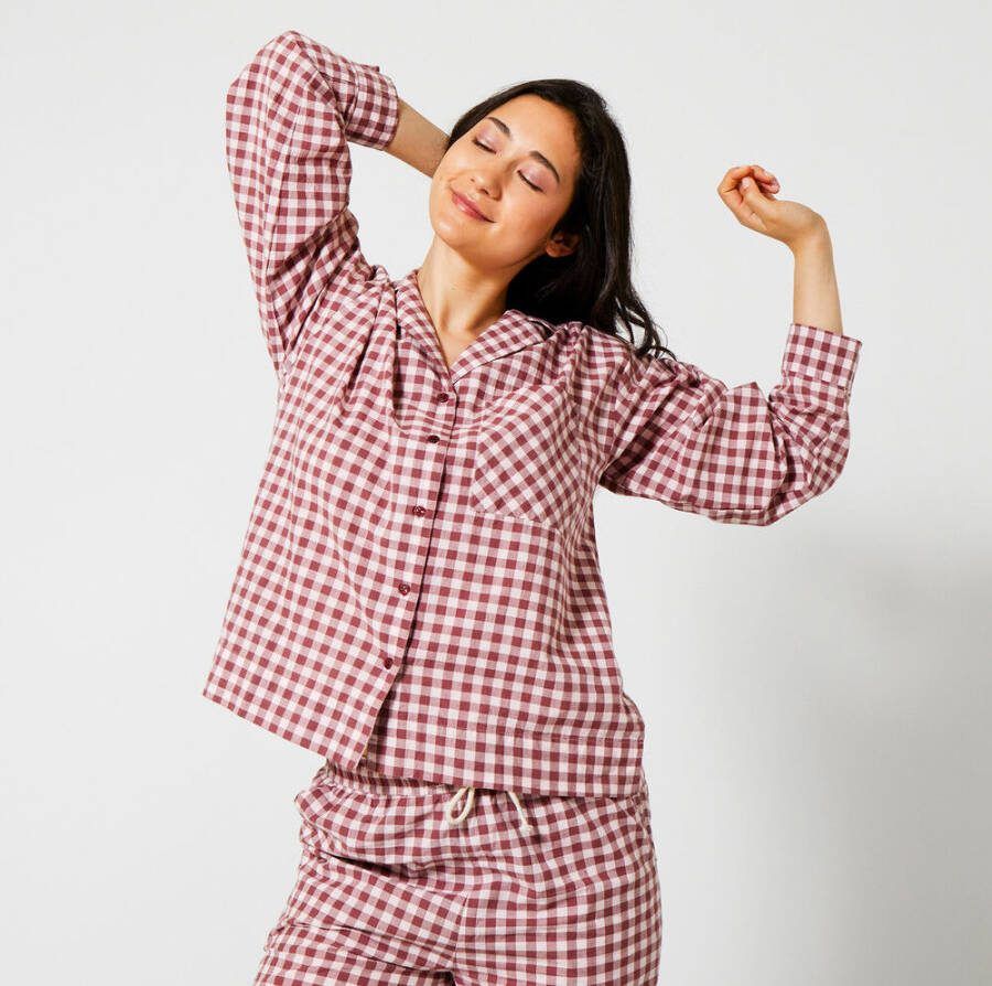 America Today geruite pyjamatop Loyce rood/wit