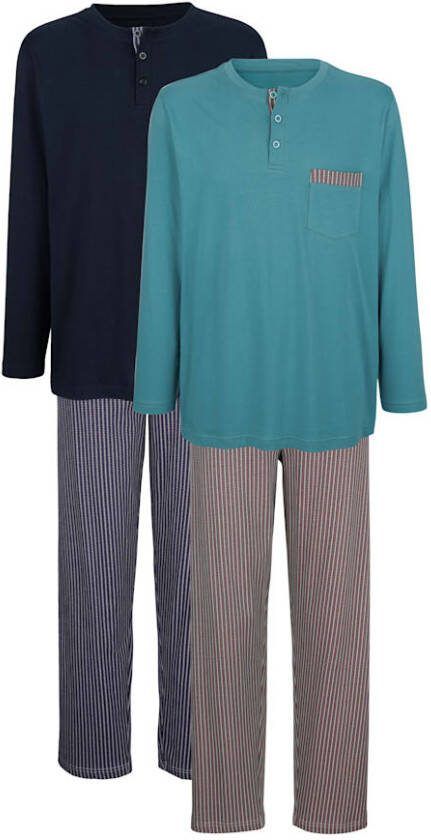 G Gregory Pyjama's per 2 stuks Donkerblauw/Paars/Turquoise/Grijs