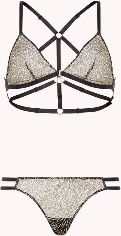 Aubade Nuit Savage bralette en string van mesh met lurex in set