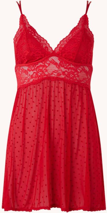 Hunkemö, ller Beatriz babydoll set met slip van mesh met kant