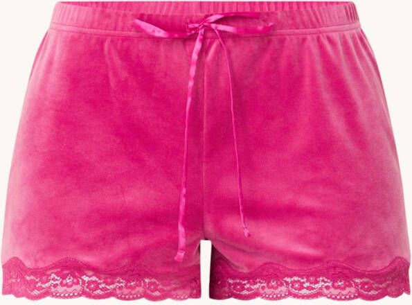 Hunkem&#xF6, ller Pyjamashorts van fluweel met kant