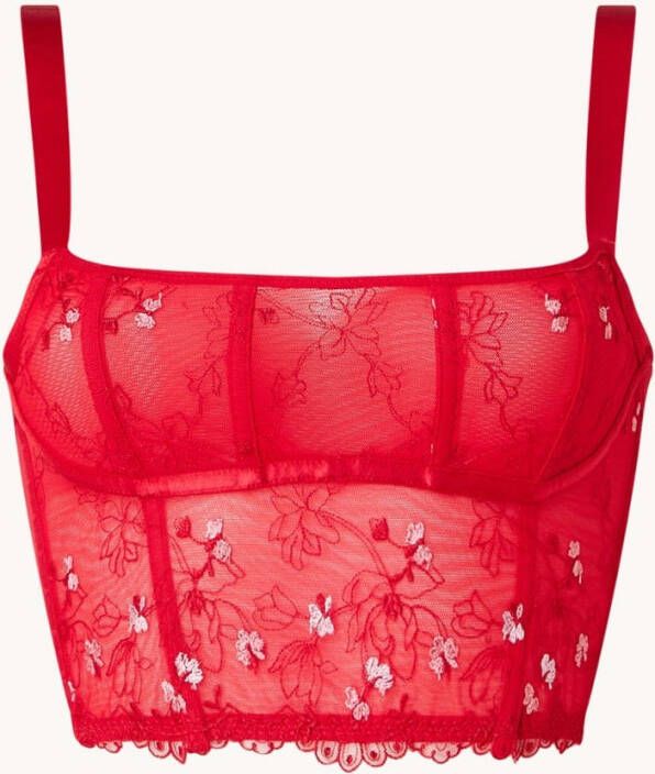 Hunkemö, ller Violet longline bralette van mesh met borduring