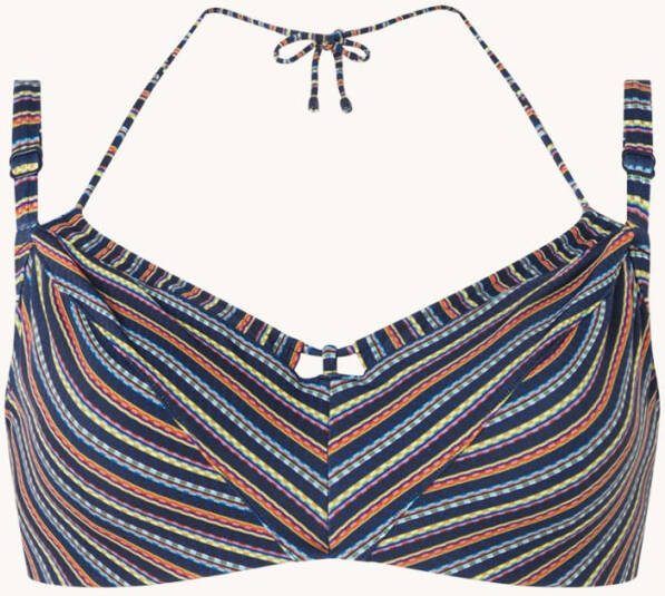 Marlies Dekkers holi vintage niet voorgevormde balconette bikini top | wired unpadded dark blue rainbow