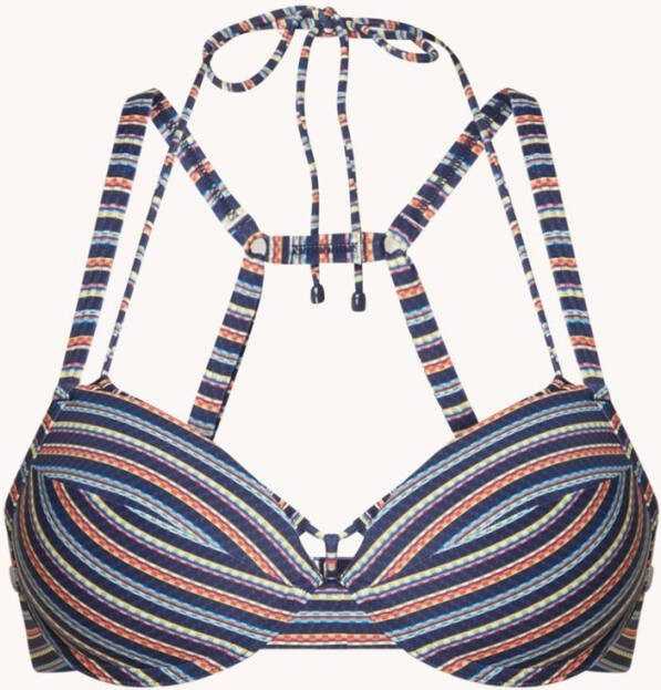 Marlies Dekkers holi vintage push up bikini top | wired padded dark blue rainbow