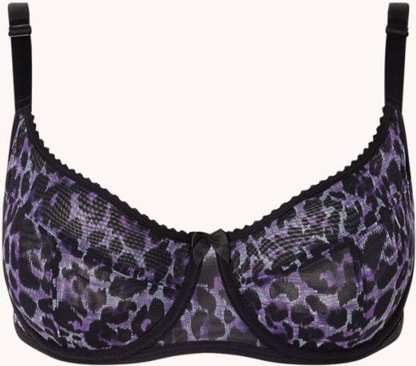 Marlies Dekkers peekaboo niet voorgevormde balconette bh | wired unpadded black purple leopard