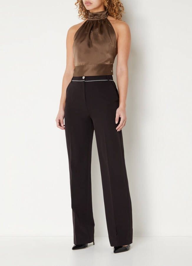 NIKKIE Loren cropped haltertop van satijn