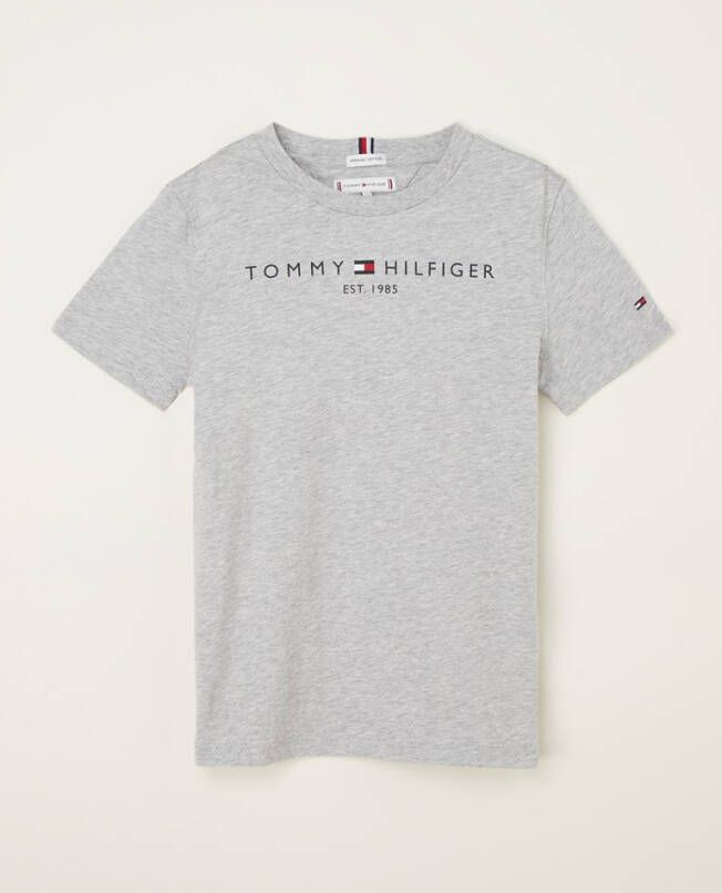 Tommy Hilfiger unisex T shirt van biologisch katoen lichtgrijs melange