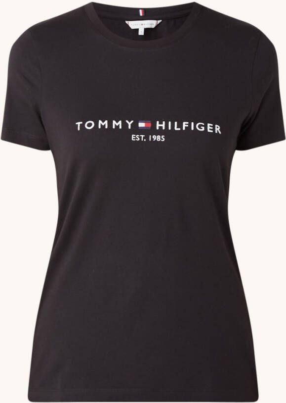 Tommy Hilfiger Shirt met ronde hals HERITAGE HILFIGER C NK REG TEE met geborduurd lineair logo opschrift