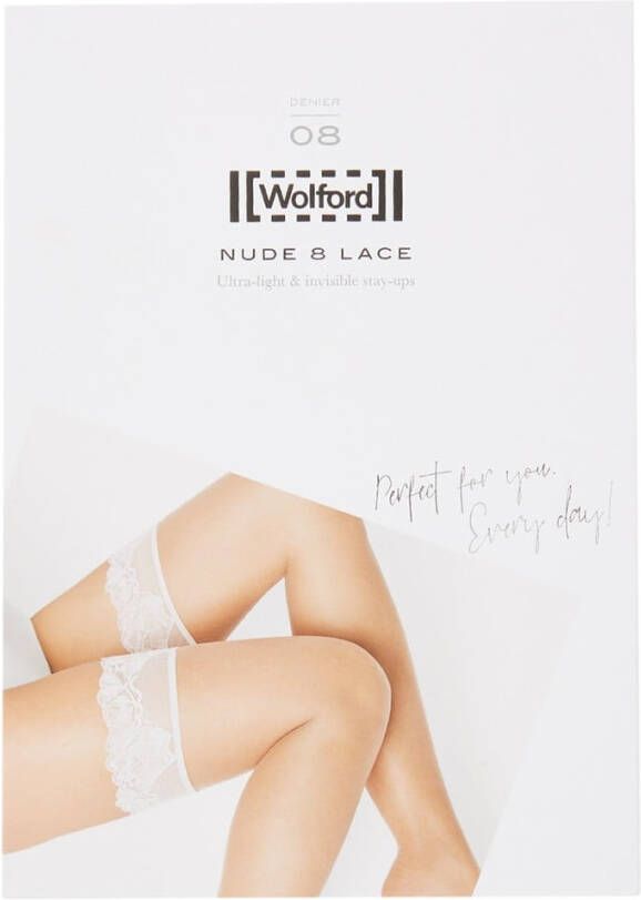 Wolford Nude 8 Lace stay ups in 8 denier caramel/white