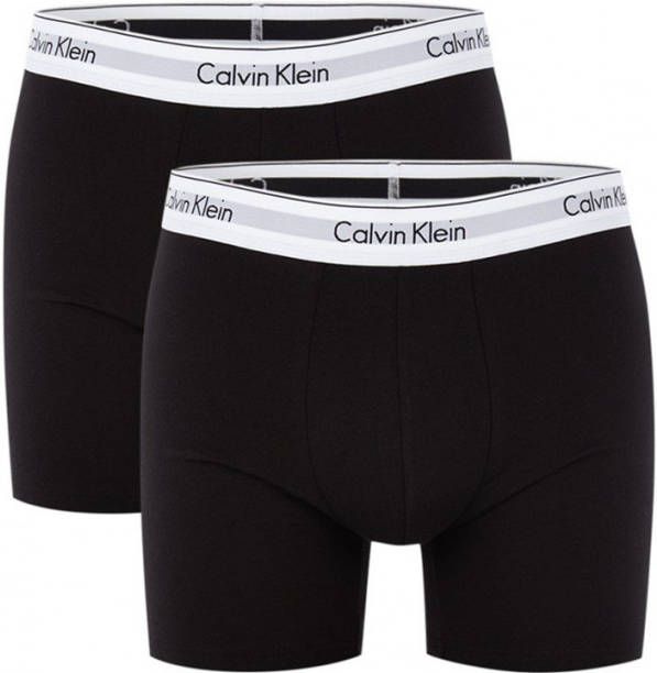 Calvin Klein Lange boxershort met logo opschrift aan de witte boord(2 stuks )