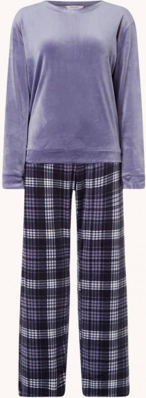 Hunkem&#xF6, ller Pyjamaset van fluweel met ruitdessin