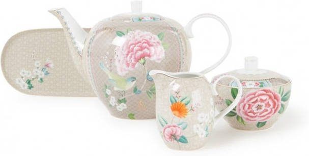 Pip Studio Blushing Birds Theeset Set van 4 Khaki