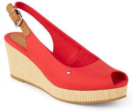Tommy Hilfiger Sandaaltjes ICONIC ELBA SLING BACK WEDGE met jutebeleg