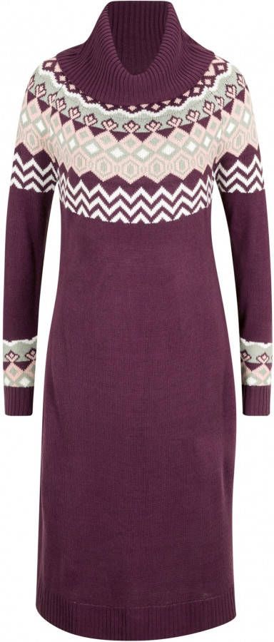 bonprix Gebreide jurk met Noors patroon en wijde col