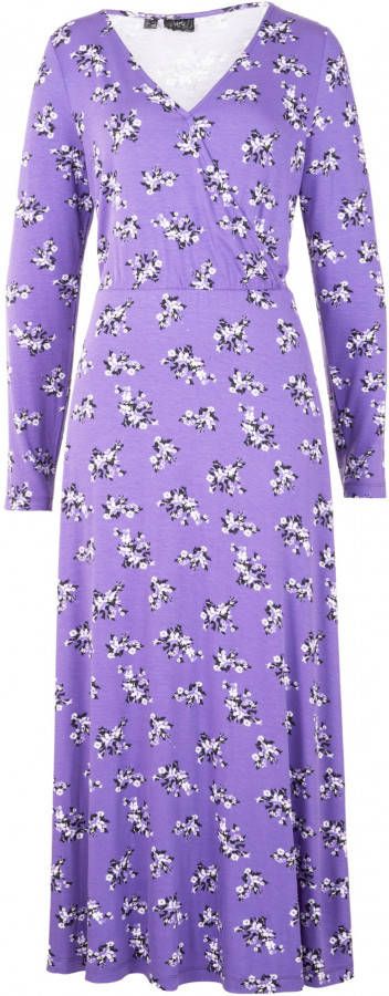 bonprix Gedessineerde maxi jurk van viscose, lange mouw