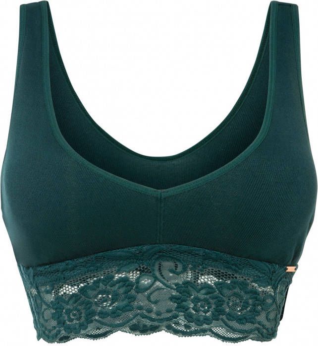 bonprix Geribde bralette met kant en biologisch katoen