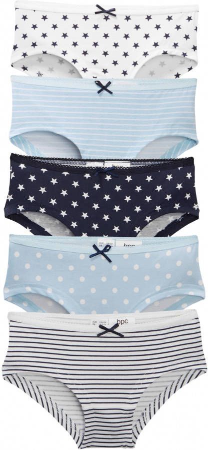 bpc bonprix collection Hipster (set van 5), ijsblauw/wit/diepblauw
