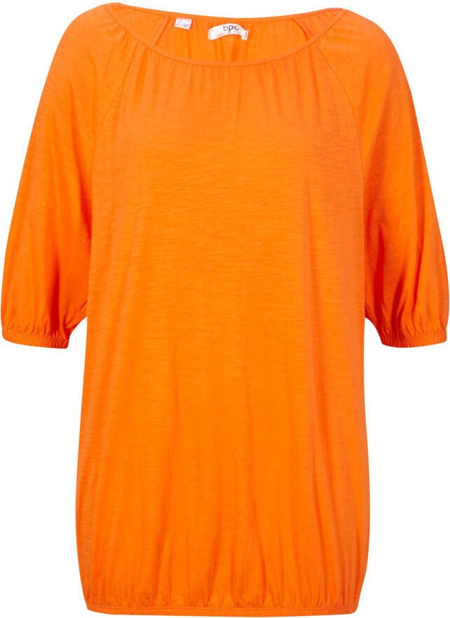 bonprix Katoenen shirt met elastiek in de onderrand, korte mouw