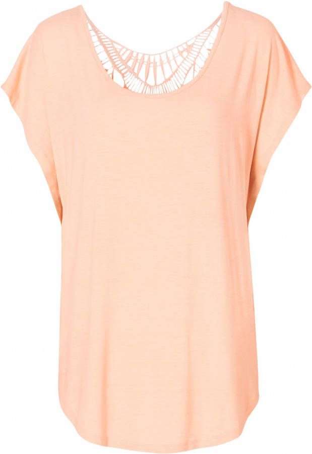 BODYFLIRT Shirt met gehaakte inzet, lichtperzik