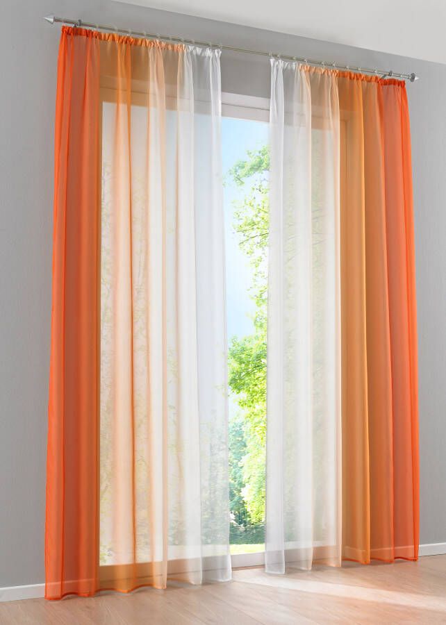 bpc living bonprix collection Transparant gordijn met kleurverloop (set van 2), oranje