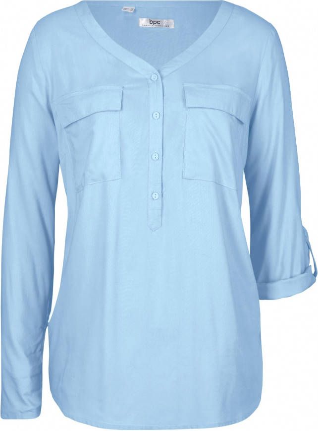 bonprix Viscose blouse met V hals, lange mouw