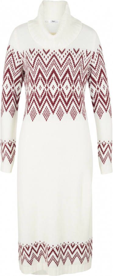 bonprix Gebreide midi jurk met Noors patroon