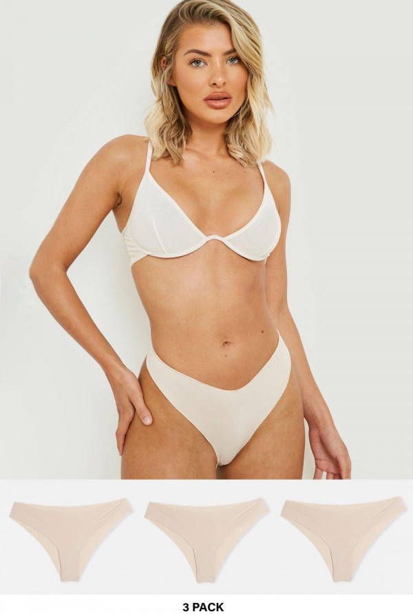 boohoo Brazilians Zonder Zichtbare Lijntjes(3 Stuks ), Nude