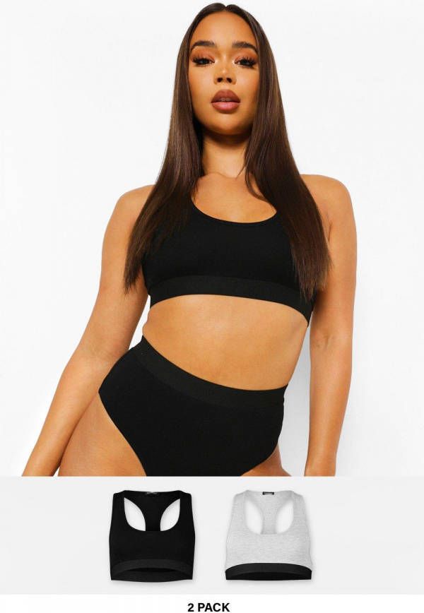 boohoo Katoenen Bralettes(2 Stuks ), Multi