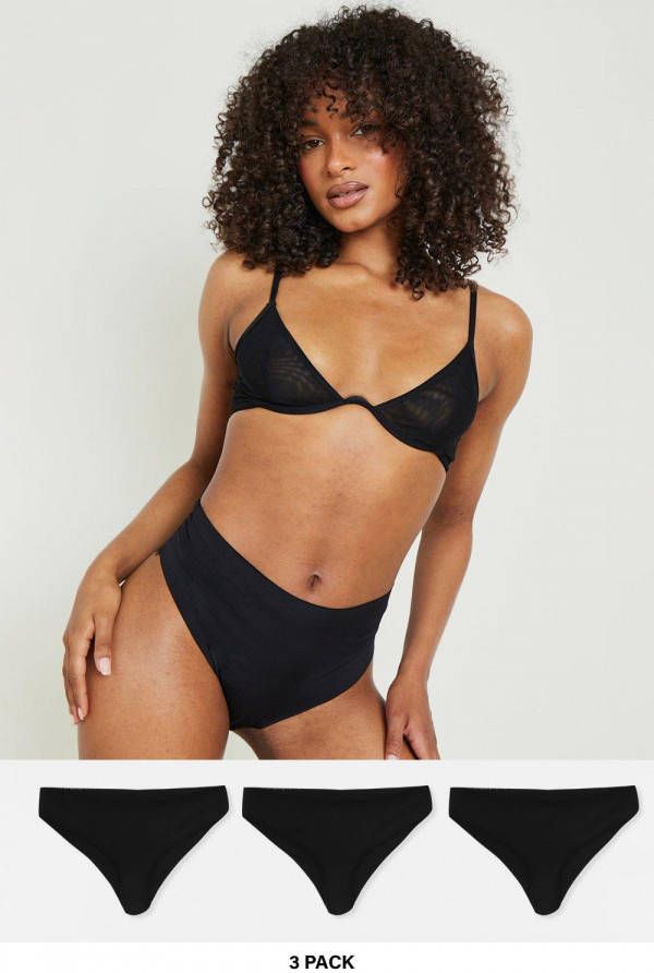 boohoo Microvezel Slipjes(3 Stuks ), Black