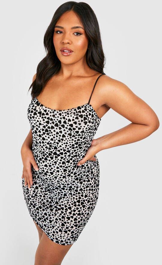 boohoo Plus Mesh Hartjes Babydoll Met Bandjes, White