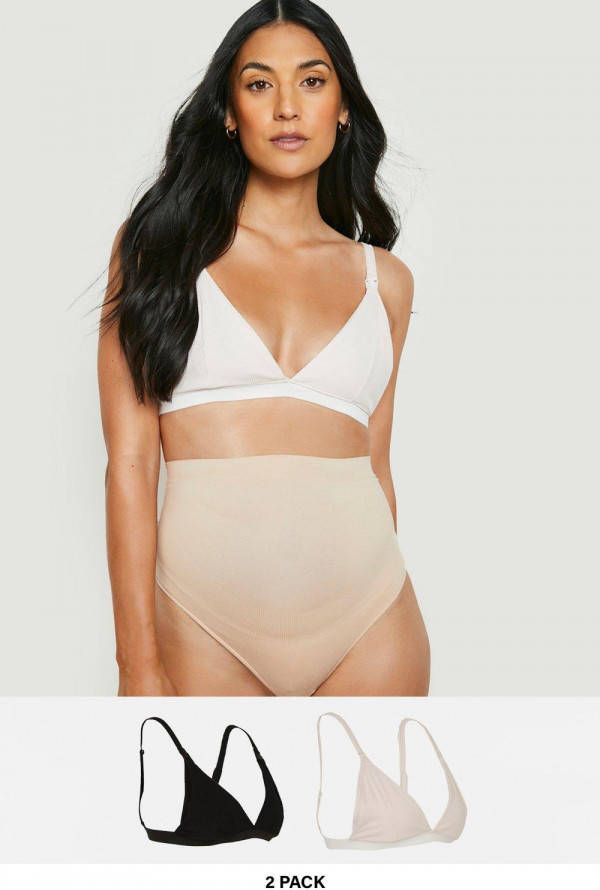 boohoo Zwangerschap Driehoekige Voedings Bralettes(2 Stuks ), Black_Nude