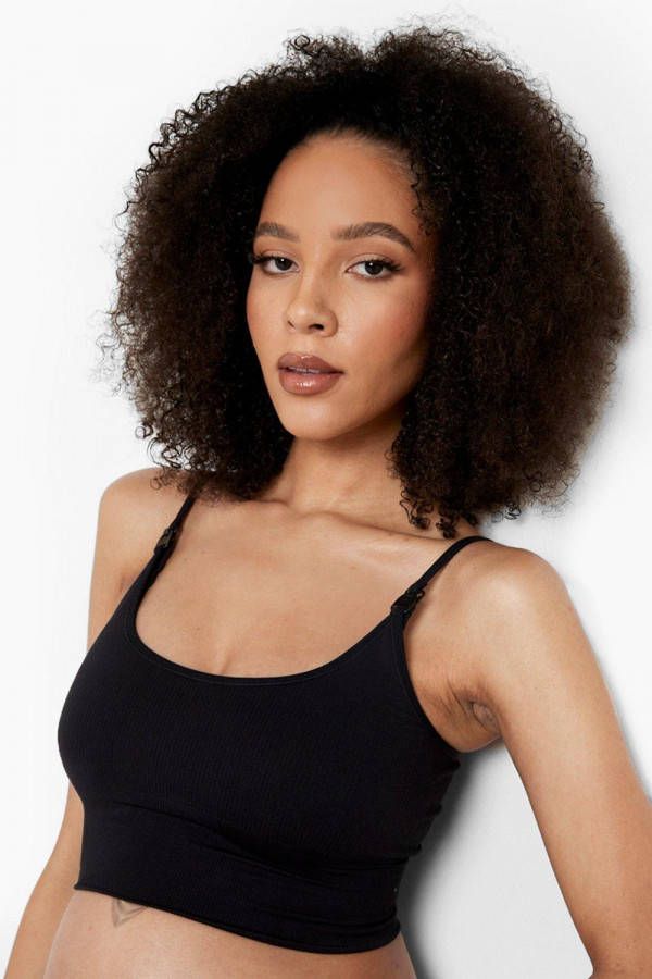 boohoo Zwangerschap Gerecyclede Naadloze Long Line Borstvoeding Bra, Black