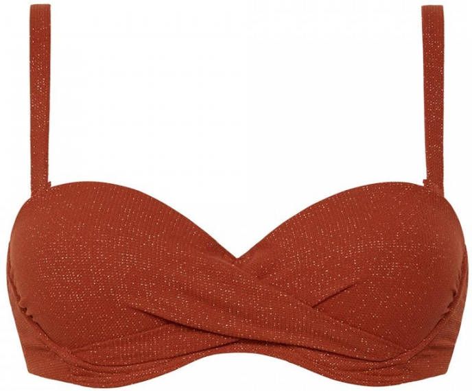 Beachlife Earthy Shimmer bandeau voorgevormde bikinitop met beugel en lurex