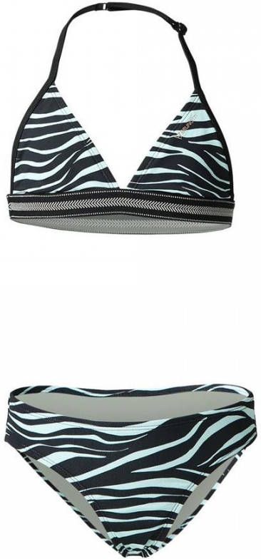 Brunotti triangel bikini Noelle Zebra JR met zebraprint zwart/lichtblauw