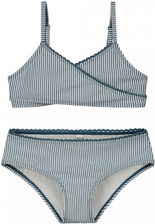 Shiwi gestreepte crop bikini Cote D'Azur blauw/wit