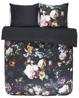 Essenza Fleur Dekbedovertrek 100% Katoen satijn 1 persoons(140x200/220 Cm + 1 Sloop) 1 Stuk(60x70 Cm) Zwart