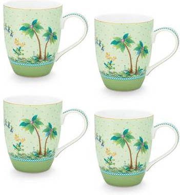 Pip Studio Grote Mokken Set van 4 Goud Groen Jolie 350ml