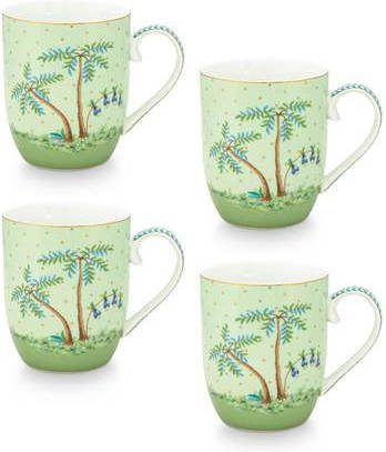 Pip Studio Kleine Mokken Set van 4 Goud Groen Jolie 145ml