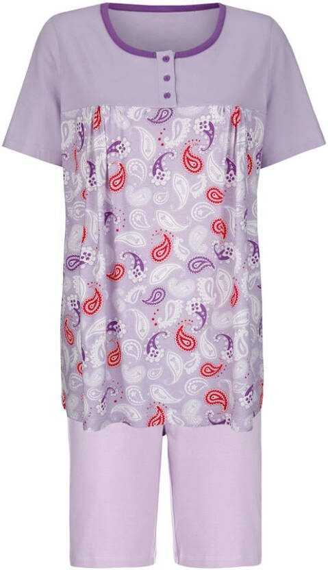 harmony Shortama met modieus paisleydessin Lila/Fuchsia/Ecru
