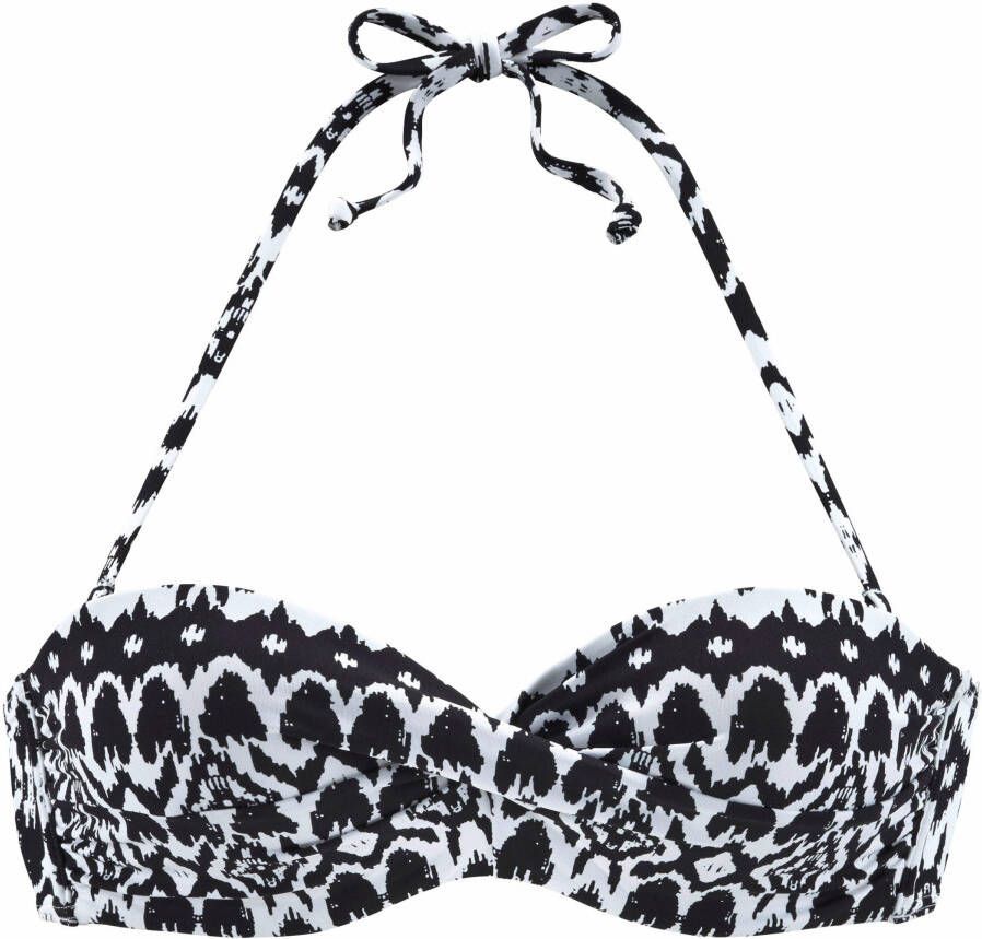 Bandeaubikinitop in zwart geprint van LASCANA