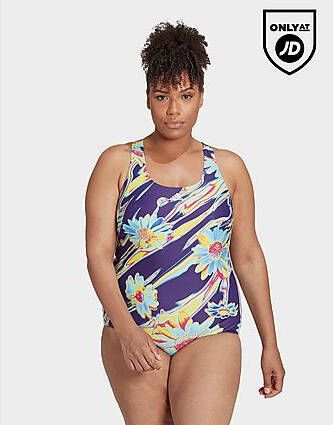 Adidas Positivisea 3 Stripes Graphic Badpak(Grote Maat) Dark Purple/White Dames