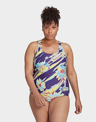 Adidas Positivisea 3 Stripes Graphic Badpak(Grote Maat) Dark Purple/White Dames