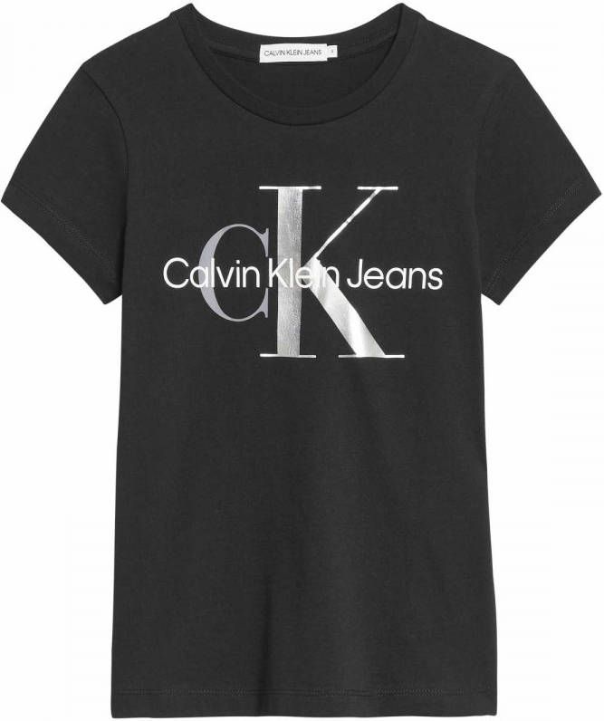Calvin klein Jeans! Meisjes Shirt Korte Mouw -- Zwart Katoen