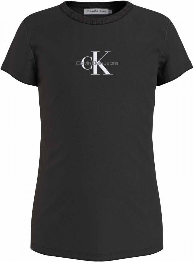 Calvin klein Jeans! Meisjes Shirt Korte Mouw -- Zwart Katoen