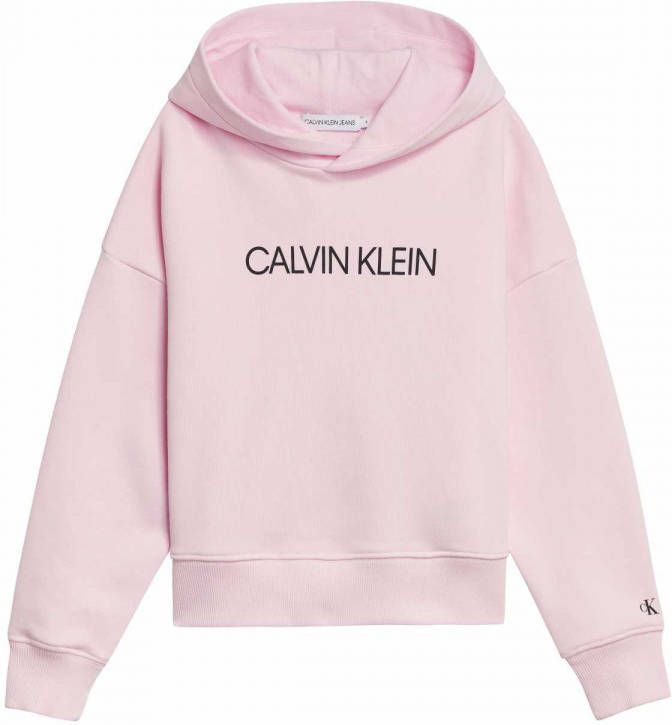 Calvin Klein Hoodie INSTITUTIONAL CROPPED HOODY in iets verkort model