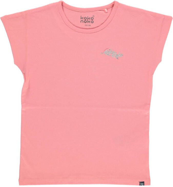 Koko Noko ! Meisjes Shirt Korte Mouw -- Roze Katoen/elasthan