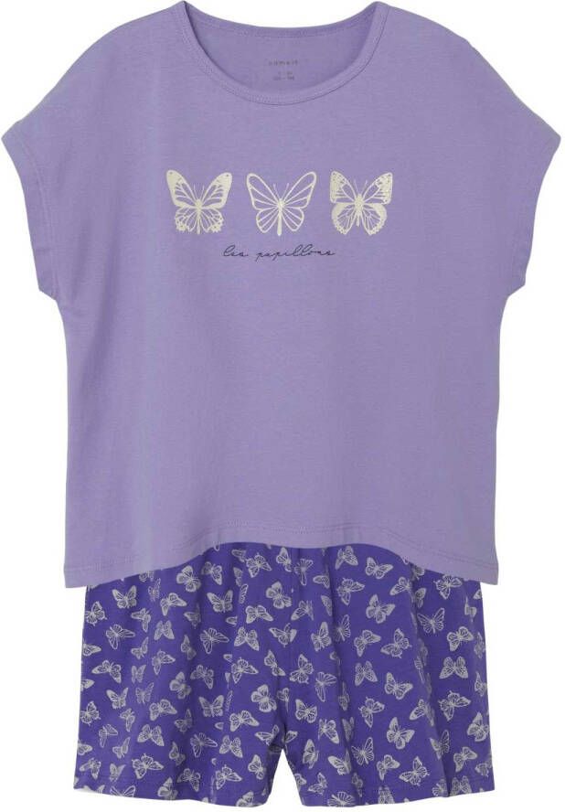 name it Nachtmode & Loungewear Nightset Cap Butterfly Paars