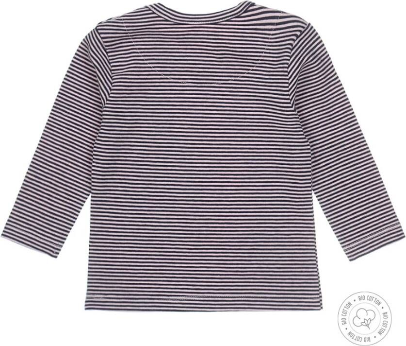 Dirkje baby gestreepte longsleeve met biologisch katoen donkerblauw/roze