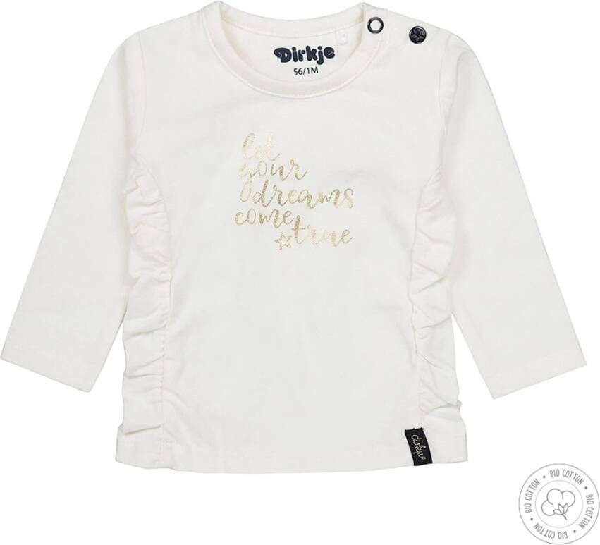 Dirkje ! Meisjes Shirt Lange Mouw -- Off White Katoen/elasthan