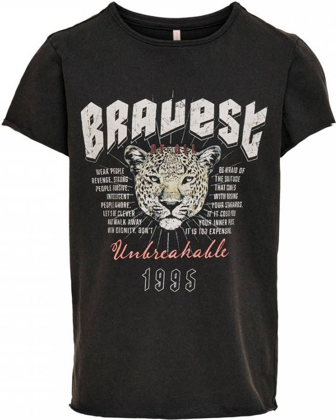 ONLY KIDS T shirt KONLUCY met printopdruk zwart/rood